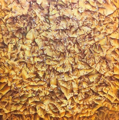 Yellow Crinkle Covid acrylic on canvas 24x24 2021