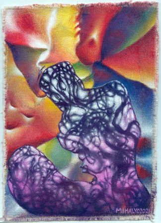 Purple Smoke Figure, acrylic on canvas, 9x6.5, 2021