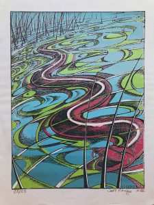 Rain Snake, silkscreen on paper, 23x17.5, 1992
