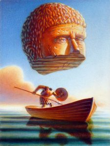 "Stone Head Soldier Boat" oil on canvas , 16" X 12", 2009